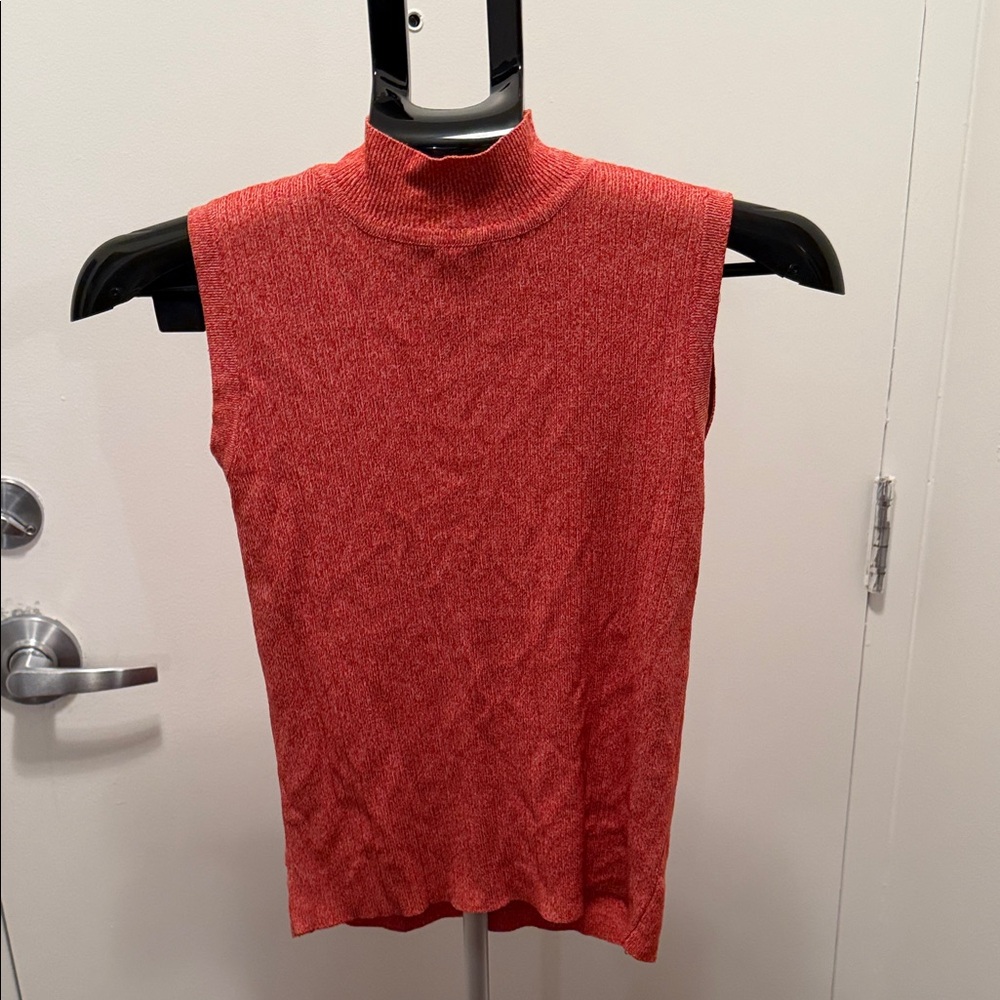 Sleeveless Red Mock Neck Top